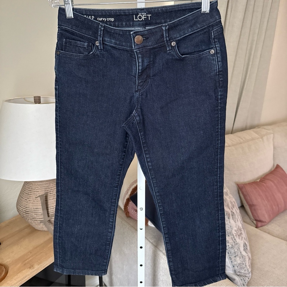 Ann Taylor LOFT Womens Curvy Crop Blue Jeans Size 4P/27 - Picture 2 of 8